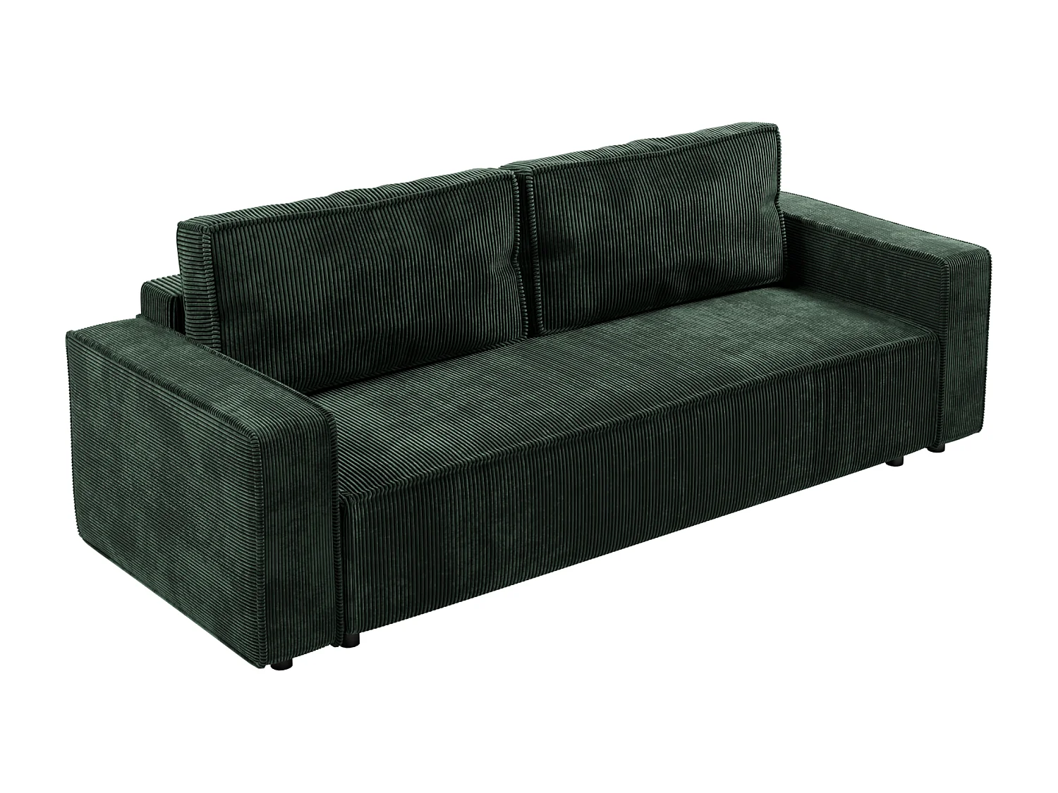 Schlafsofa BRIK 3-Sitzer Cord Poso Tannengrün - Schlaffunktion DL & Bettkasten