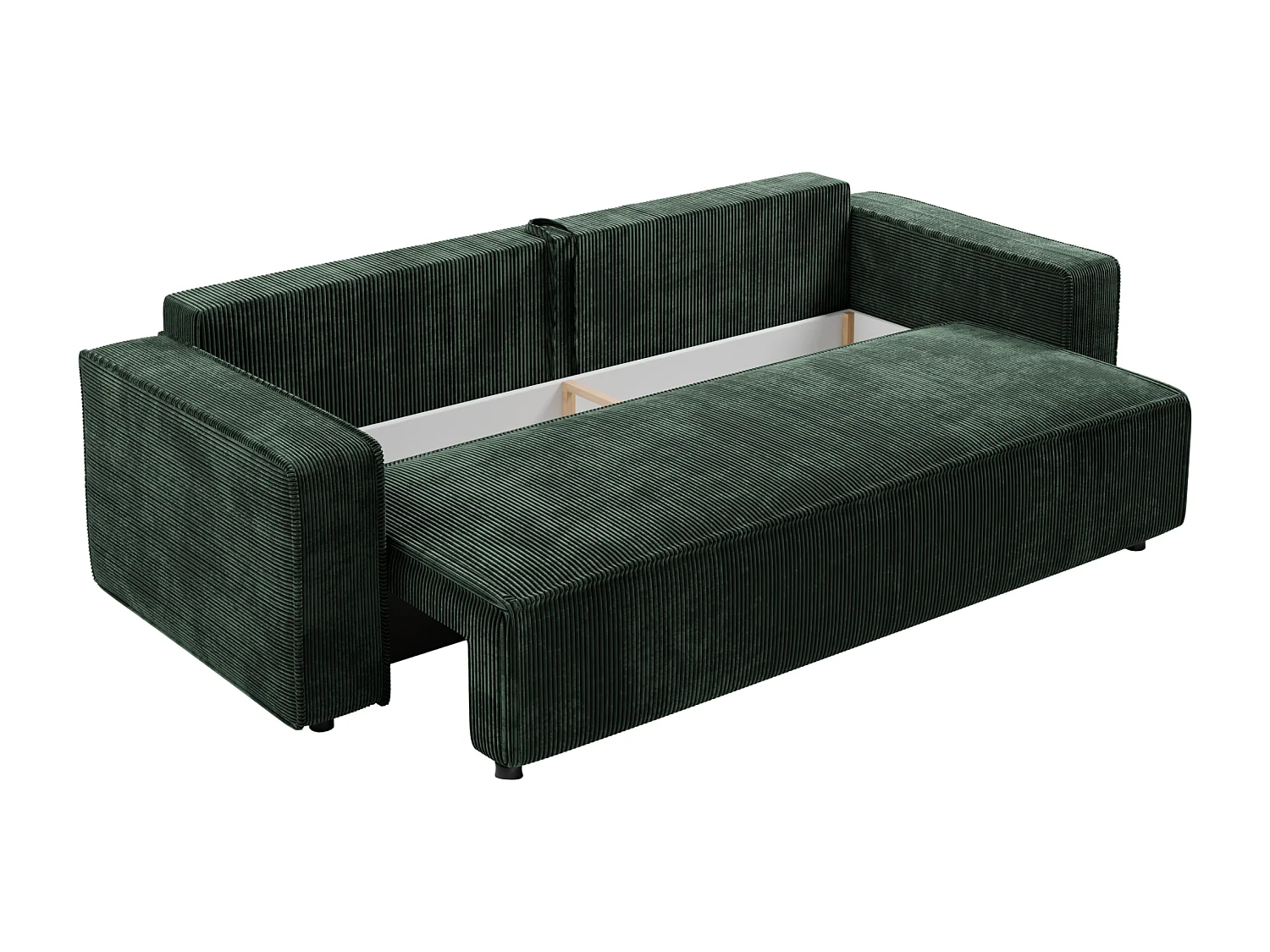 Schlafsofa BRIK 3-Sitzer Cord Poso Tannengrün - Schlaffunktion DL & Bettkasten