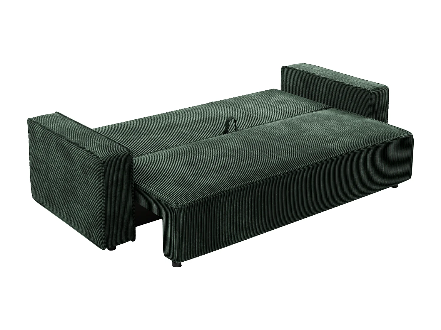 Schlafsofa BRIK 3-Sitzer Cord Poso Tannengrün - Schlaffunktion DL & Bettkasten