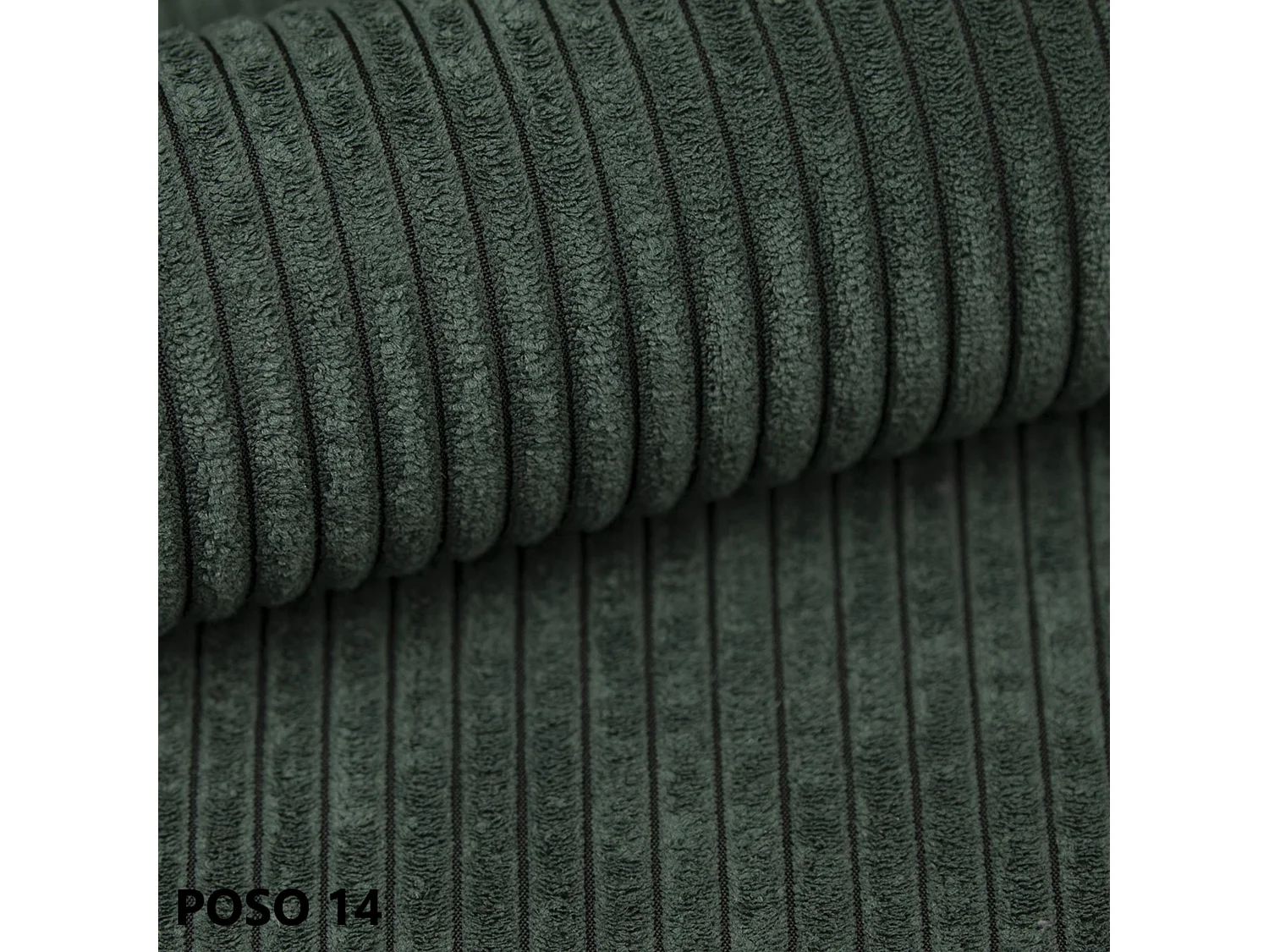 Wohnlandschaft U-Form BRIK XL Cord Poso 14 Tannengrün mit Schlaffunktion DL und Bettkasten 338x169 cm