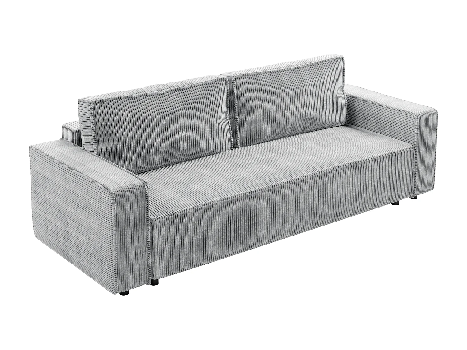 Schlafsofa BRIK 3-Sitzer Cord Poso Grau - Schlaffunktion DL & Bettkasten