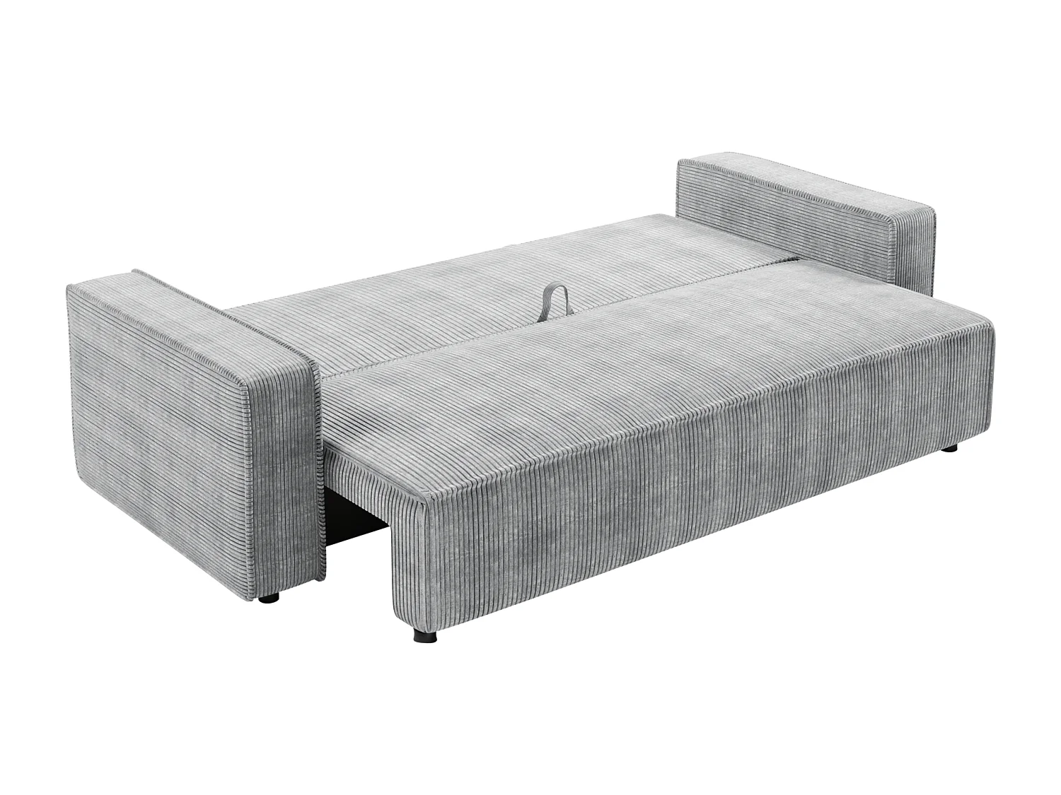 Schlafsofa BRIK 3-Sitzer Cord Poso Grau - Schlaffunktion DL & Bettkasten