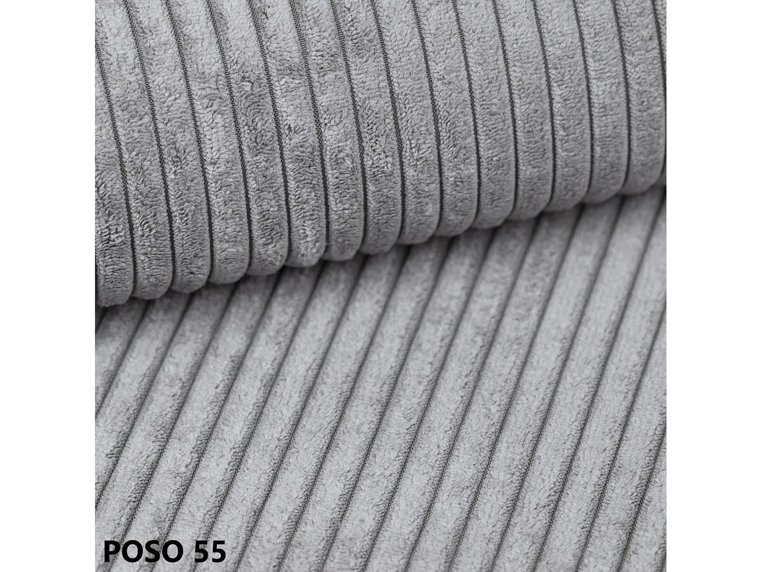 Schlafsofa BRIK 3-Sitzer Cord Poso Grau - Schlaffunktion DL & Bettkasten