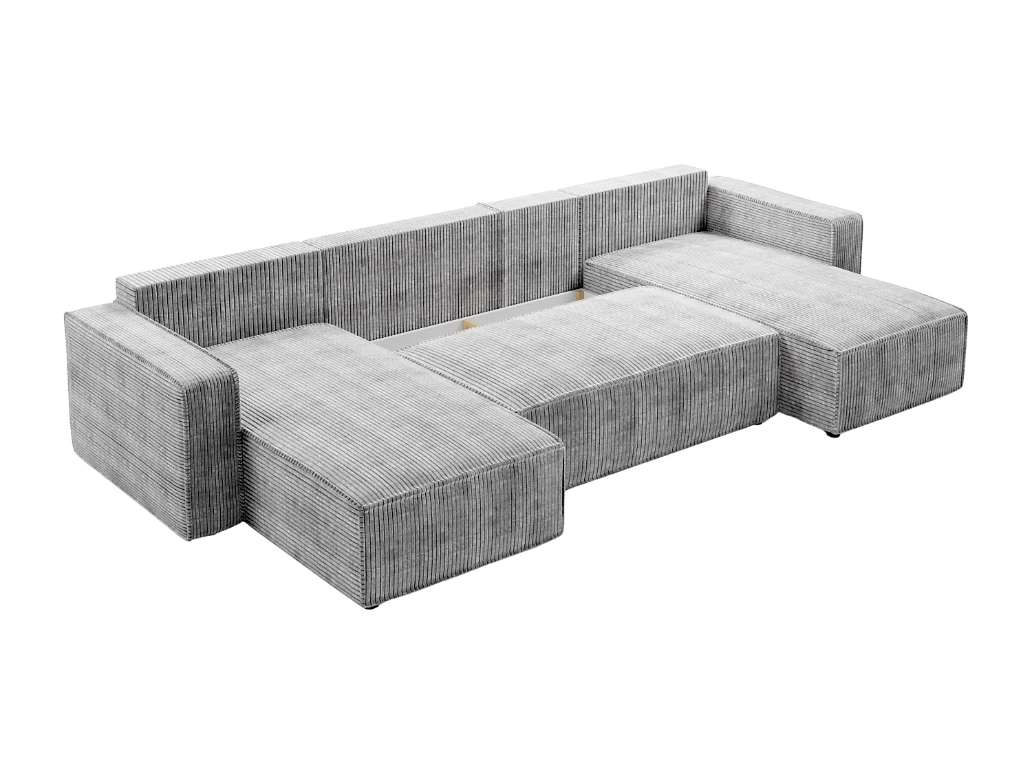 Wohnlandschaft U-Form BRIK XL Cord Poso 01 Senfgelb mit Schlaffunktion DL und Bettkasten 338x169 cm