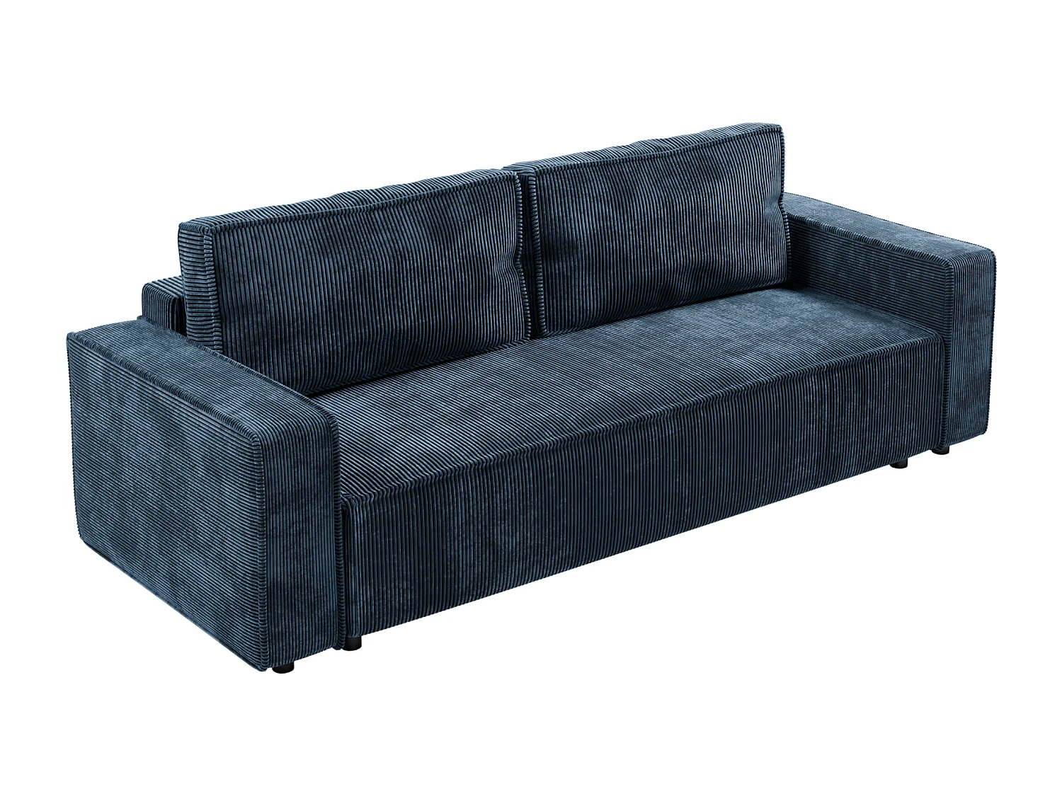 Schlafsofa BRIK 3-Sitzer Cord Poso Meerblau - Schlaffunktion DL & Bettkasten