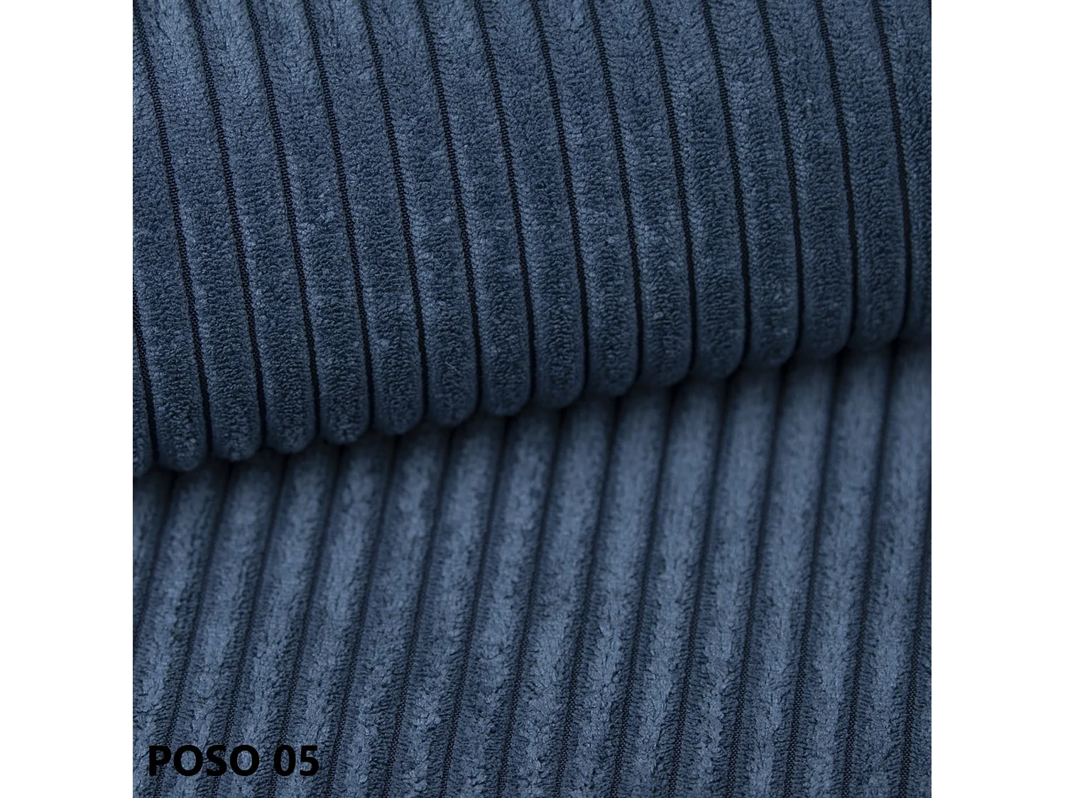 Schlafsofa BRIK 3-Sitzer Cord Poso Meerblau - Schlaffunktion DL & Bettkasten