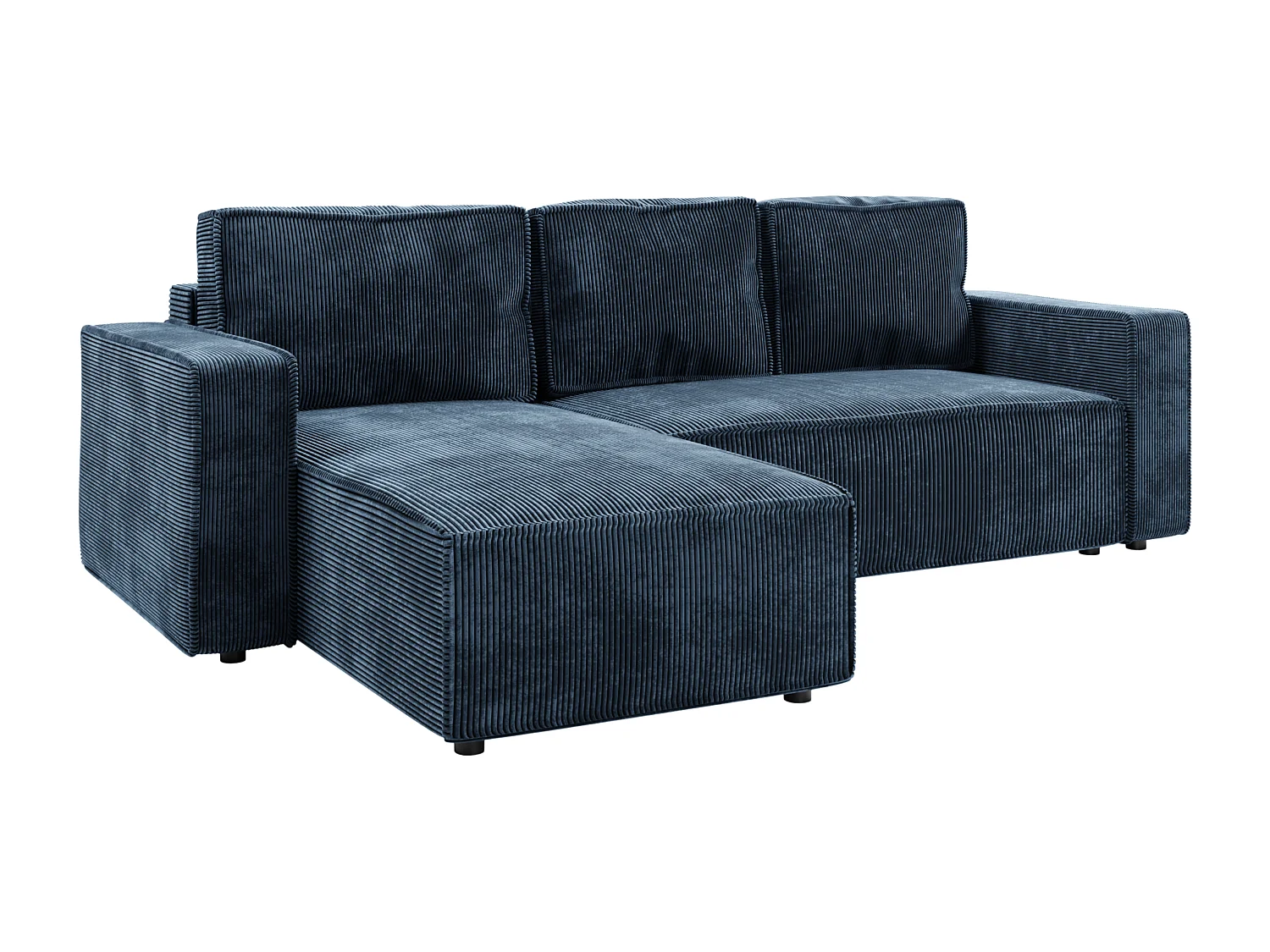Ecksofa L-Form mit Schlaffunktion DL und Bettkasten 258x169 Cord Poso Meerblau BRIK Sofa