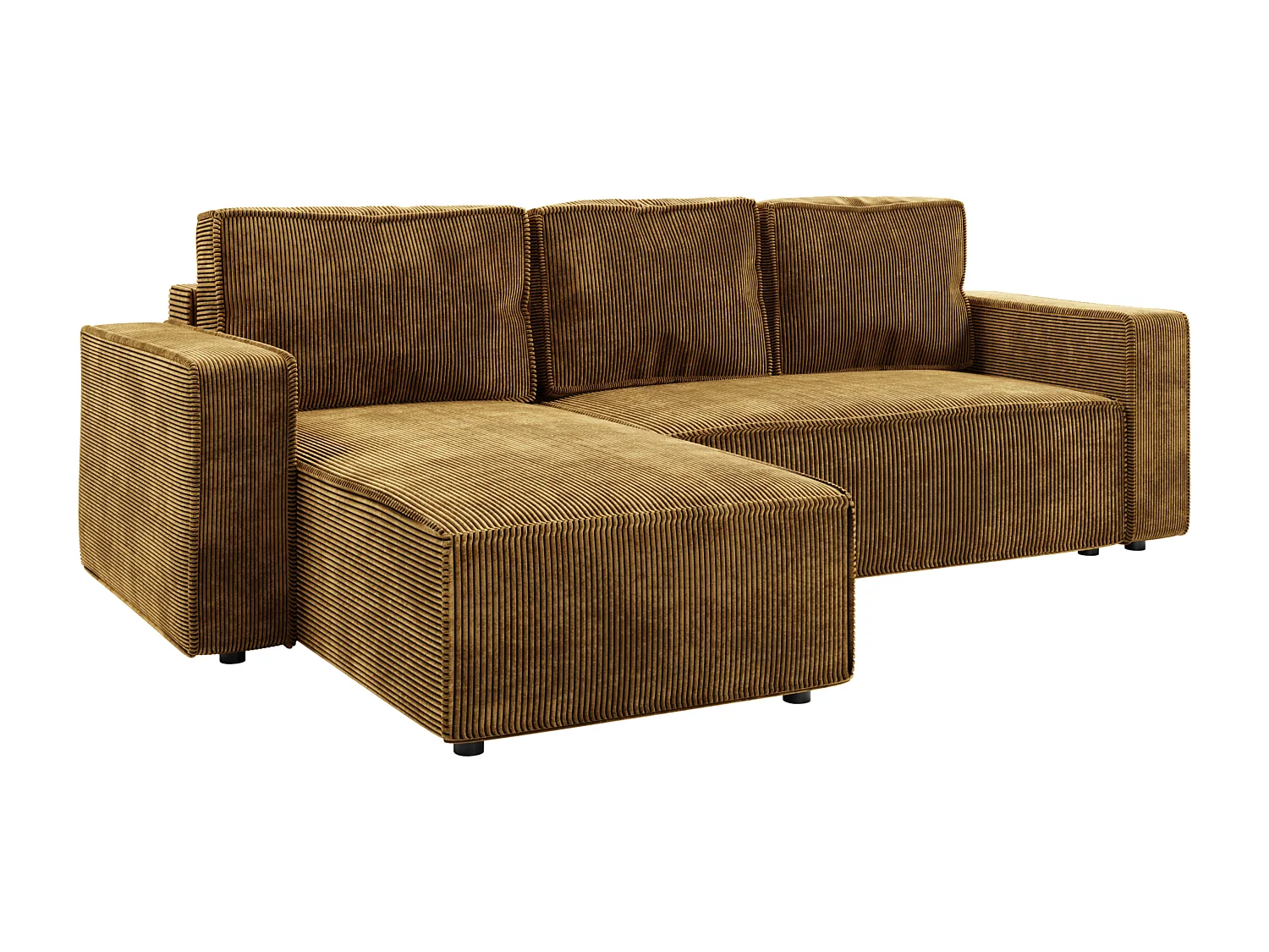 Ecksofa L-Form mit Schlaffunktion DL und Bettkasten 258x169 Cord Poso Senfgelb BRIK Sofa