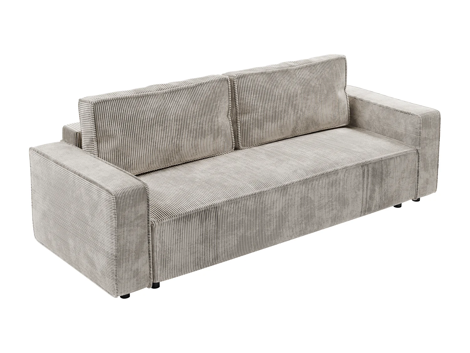 Schlafsofa BRIK 3-Sitzer Cord Poso Cremeweiß - Schlaffunktion DL & Bettkasten