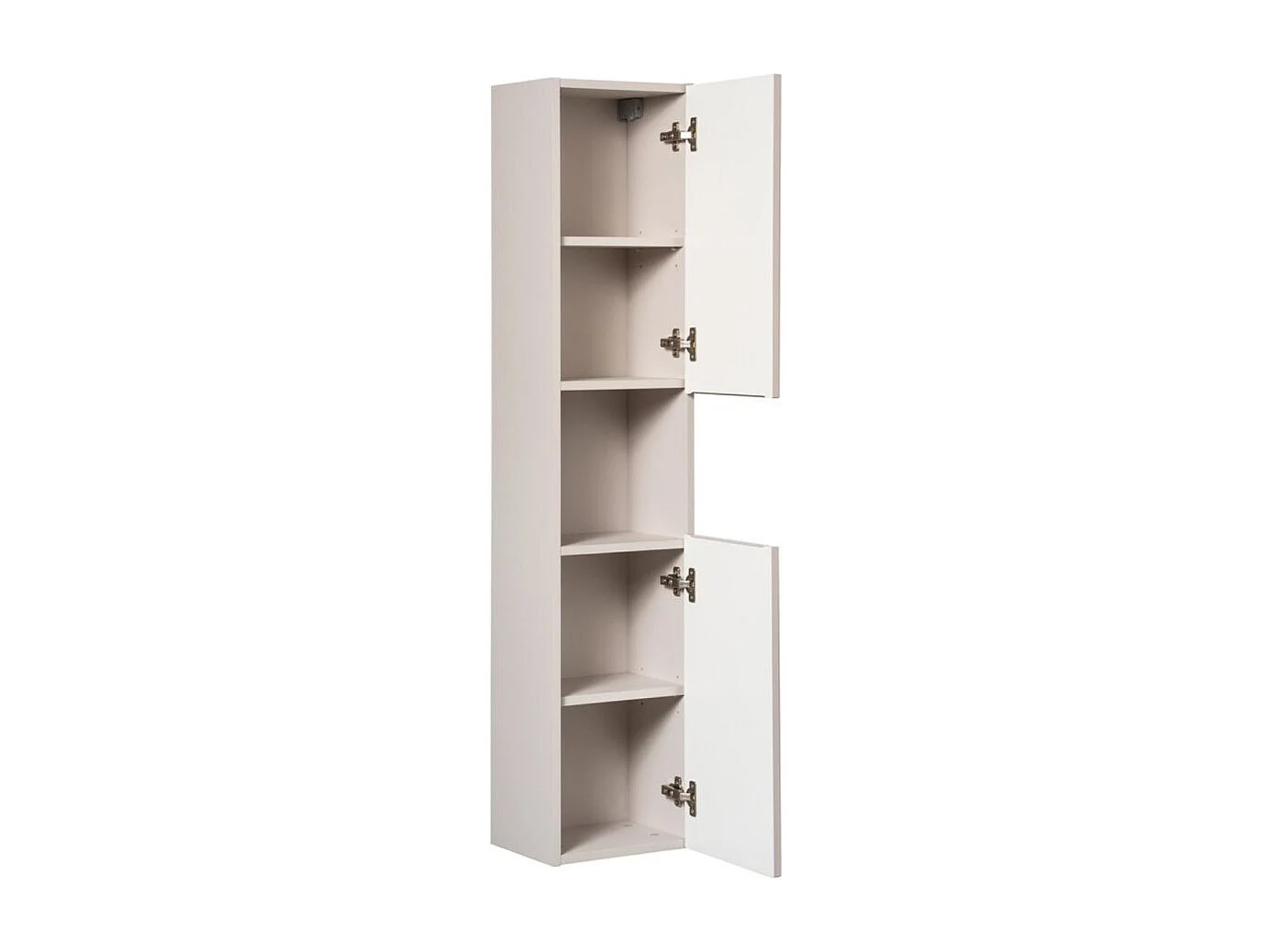 Set VANO cashmere e bianco 110cm: mobile sottolavabo con cassetti + lavabo da appoggio bianco scanalato + colonna
