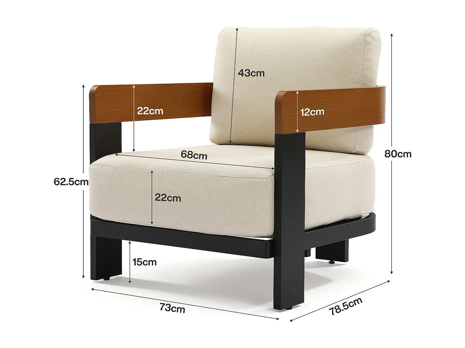 Tuinmeubelen voor buiten: fauteuil, tuinstoel, wasbare kussens
