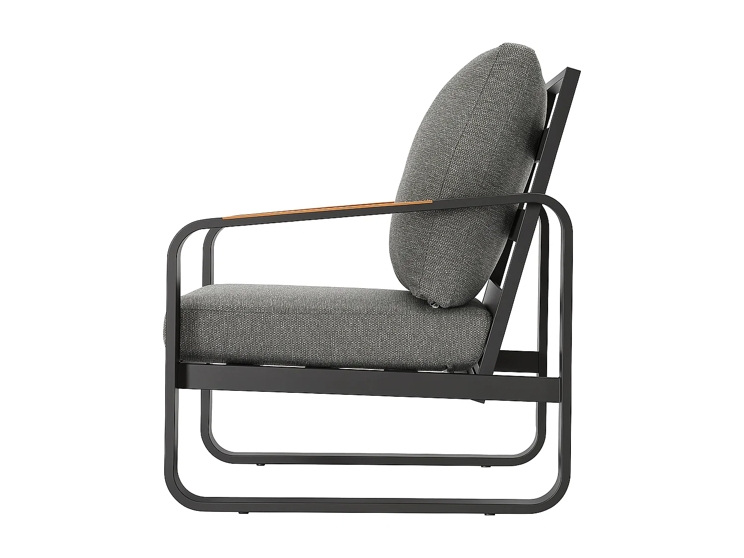 Zwarte aluminium tuinstoel met grijze kussens