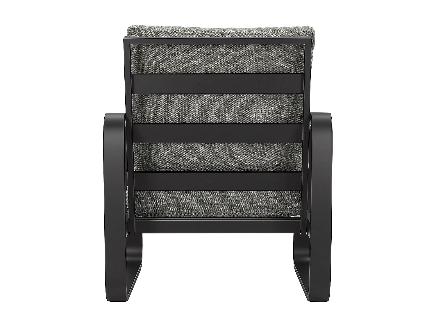 Zwarte aluminium tuinstoel met grijze kussens