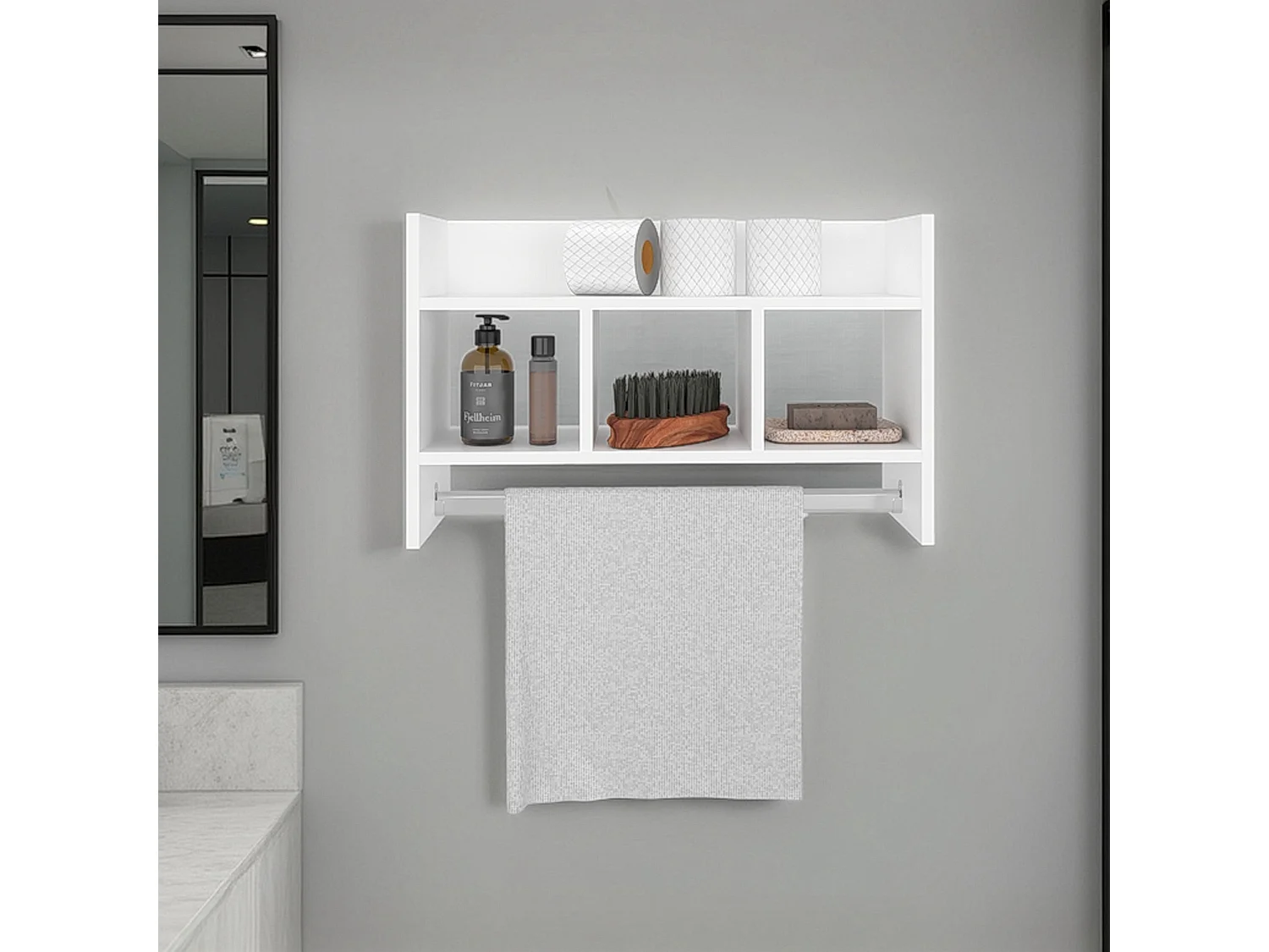 Franklin estantería de baño con barra para toalla y estantes