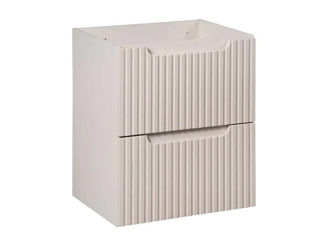 Ensemble VANO cachemire et chêne 50cm : meuble sous vasque à tiroirs + plan pour vasque + vasque à poser rectangulaire