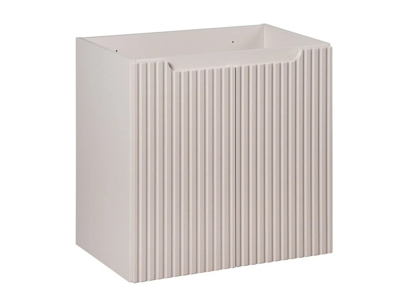 Ensemble VANO cachemire et blanc 60cm : meuble sous vasque à placards + plan pour vasque + vasque à poser marron cappuccino