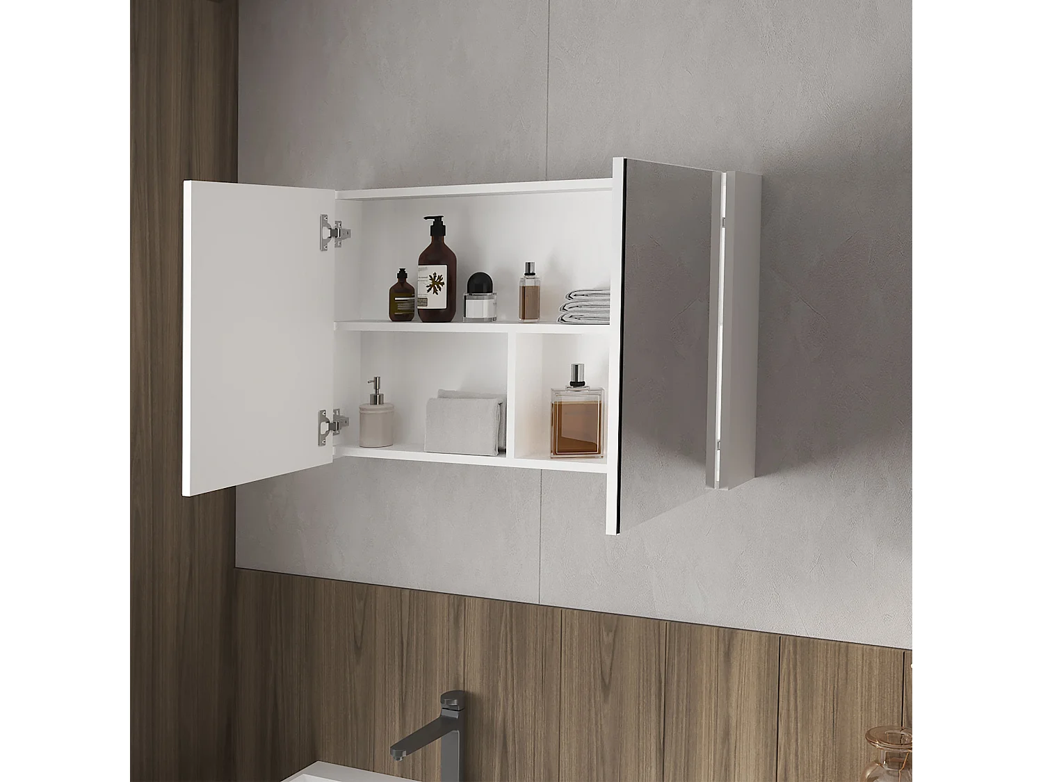 McNary botiquín de baño con espejos integrados y dos puertas