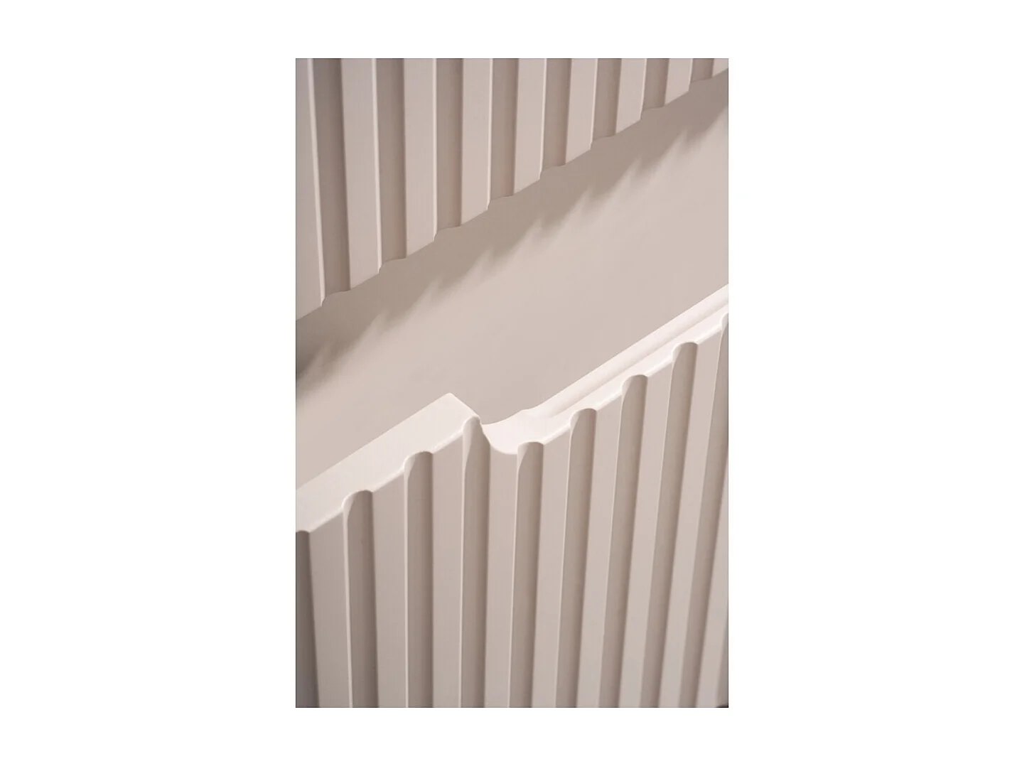 Ensemble VANO cachemire et blanc 80cm : meuble sous vasque à tiroirs rainuré verticalement + vasque encastrée blanche