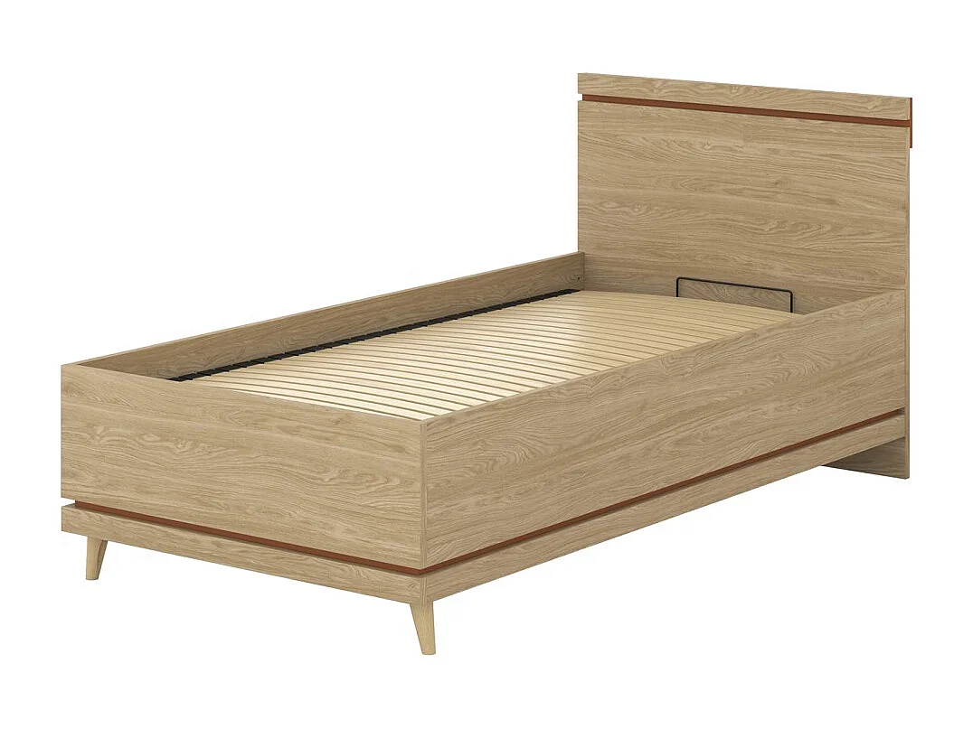 Pack habitación infantil NOKI estilo escandinavo – Cama + escritorio + armario + librería – Roble claro y moca