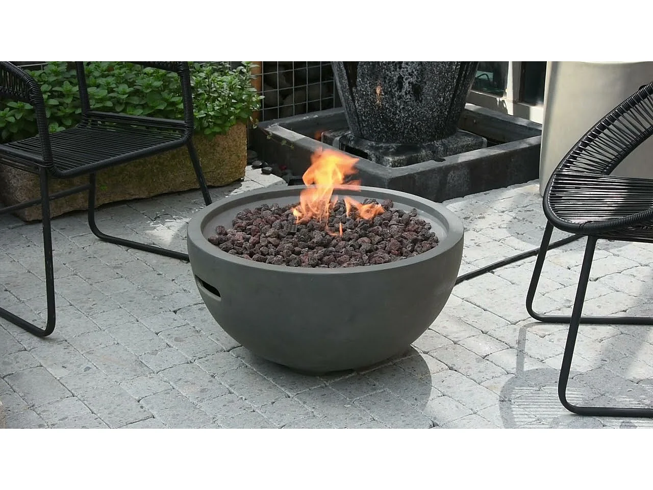 Table braséro à gaz Nantucket en béton fibré - 67x67x35 cm