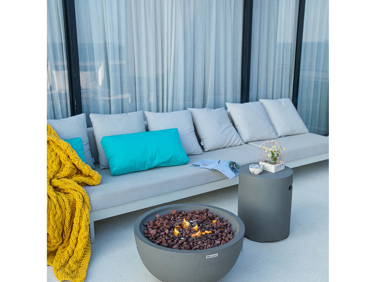 Table braséro à gaz Nantucket en béton fibré - 67x67x35 cm