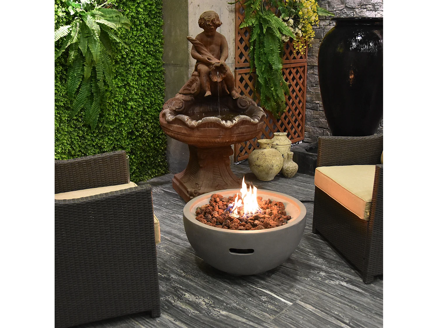 Table braséro à gaz Nantucket en béton fibré - 67x67x35 cm