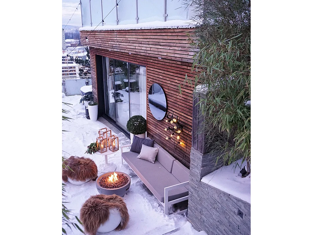 Table braséro à gaz Nantucket en béton fibré - 67x67x35 cm