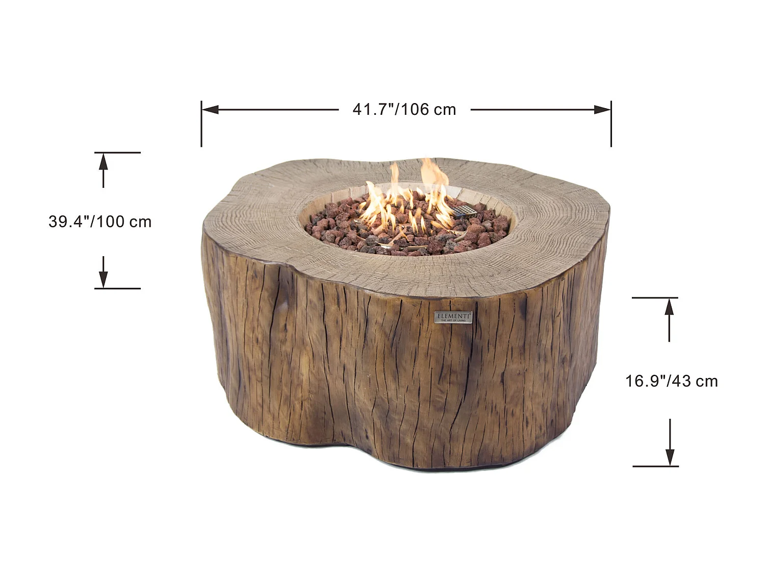 Table braséro à gaz Manchester en béton fibré - 106x100x43 cm