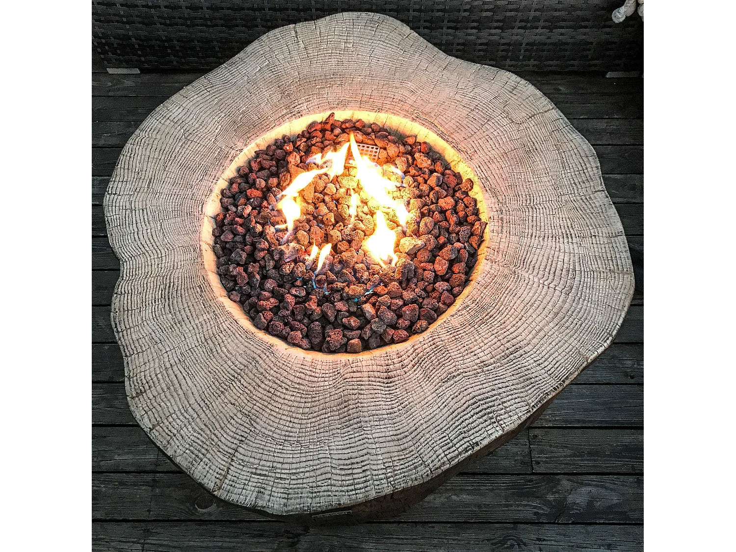 Table braséro à gaz Manchester en béton fibré - 106x100x43 cm