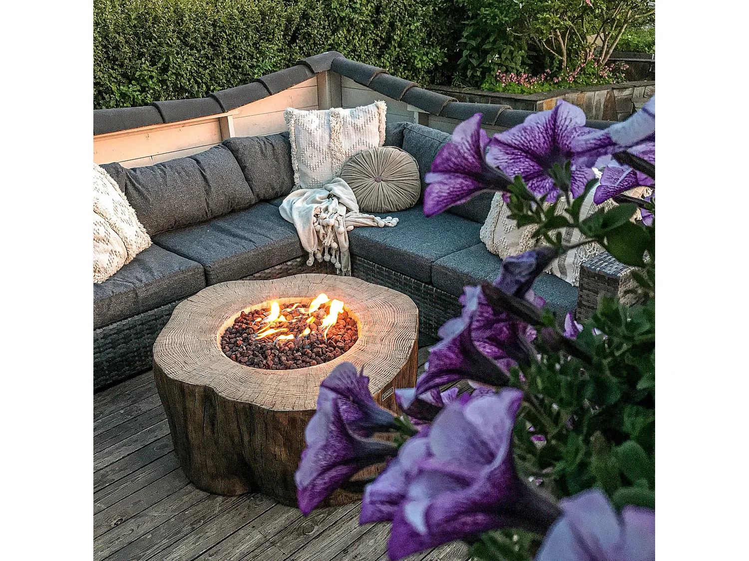 Table braséro à gaz Manchester en béton fibré - 106x100x43 cm