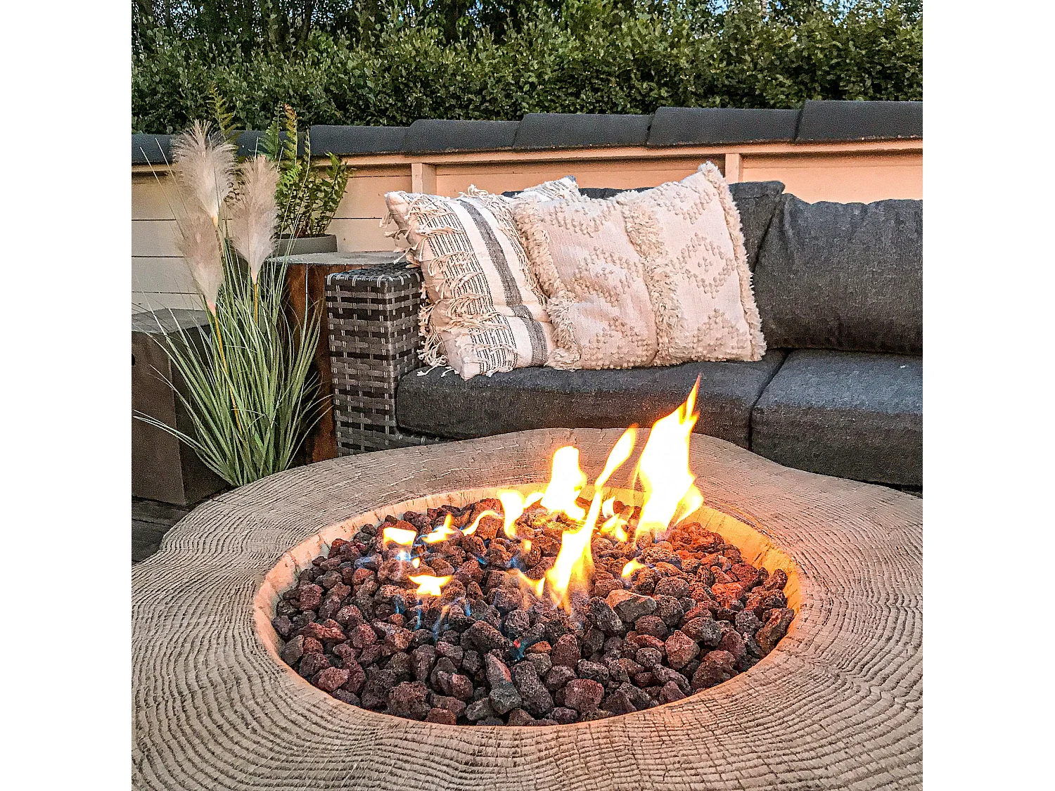 Table braséro à gaz Manchester en béton fibré - 106x100x43 cm