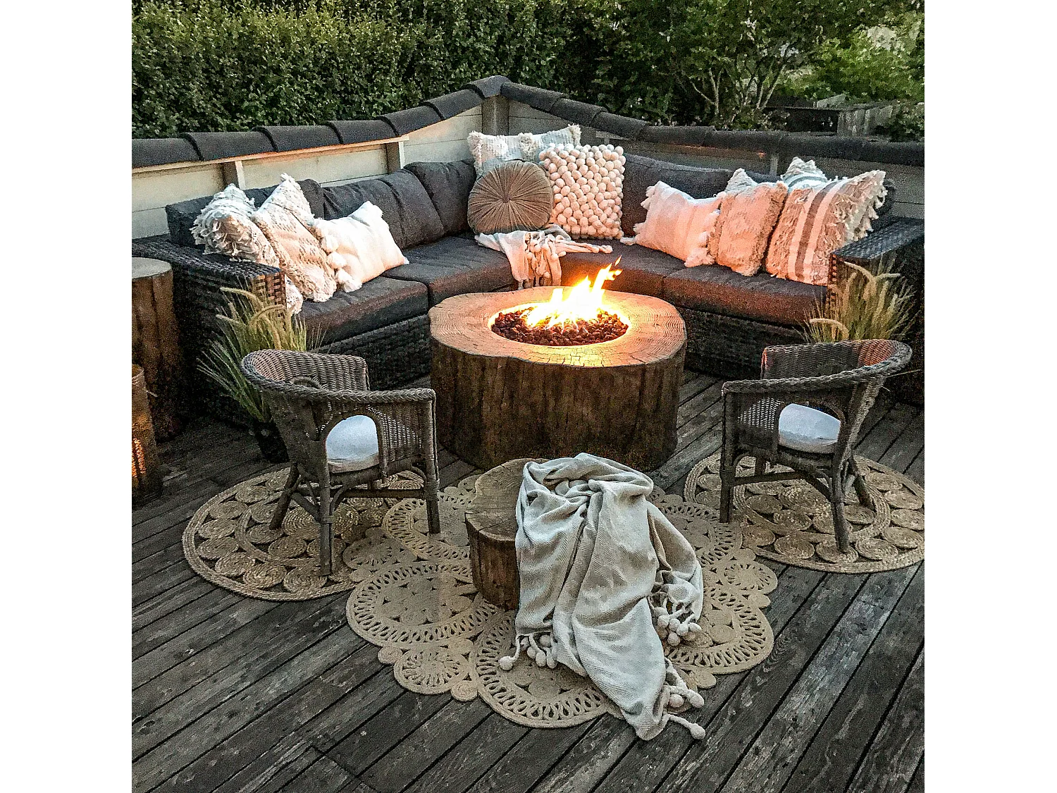 Table braséro à gaz Manchester en béton fibré - 106x100x43 cm