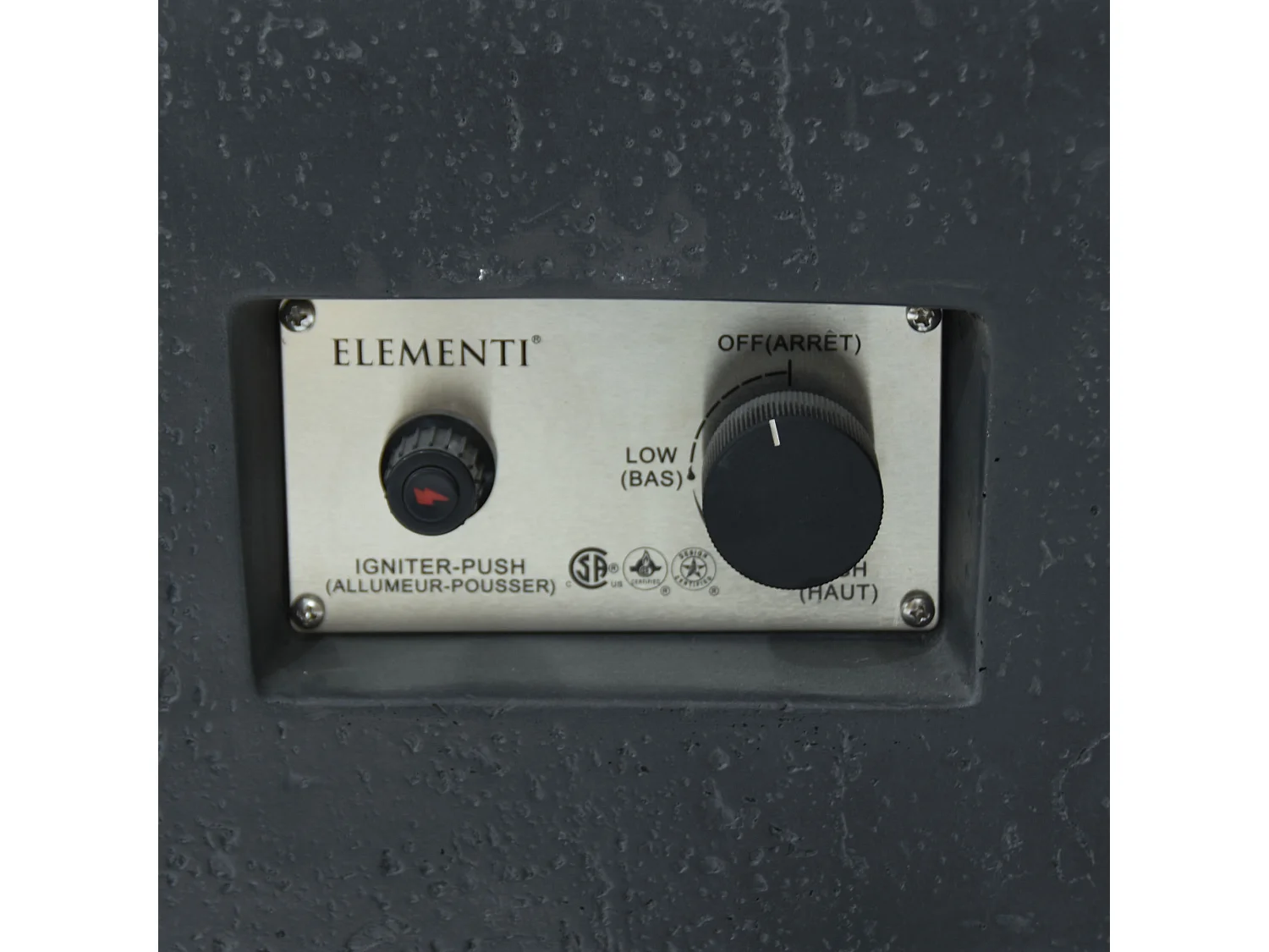 Ensemble braséro à gaz Metropolis 4 pcs - béton fibré, avec pare-vent et caches