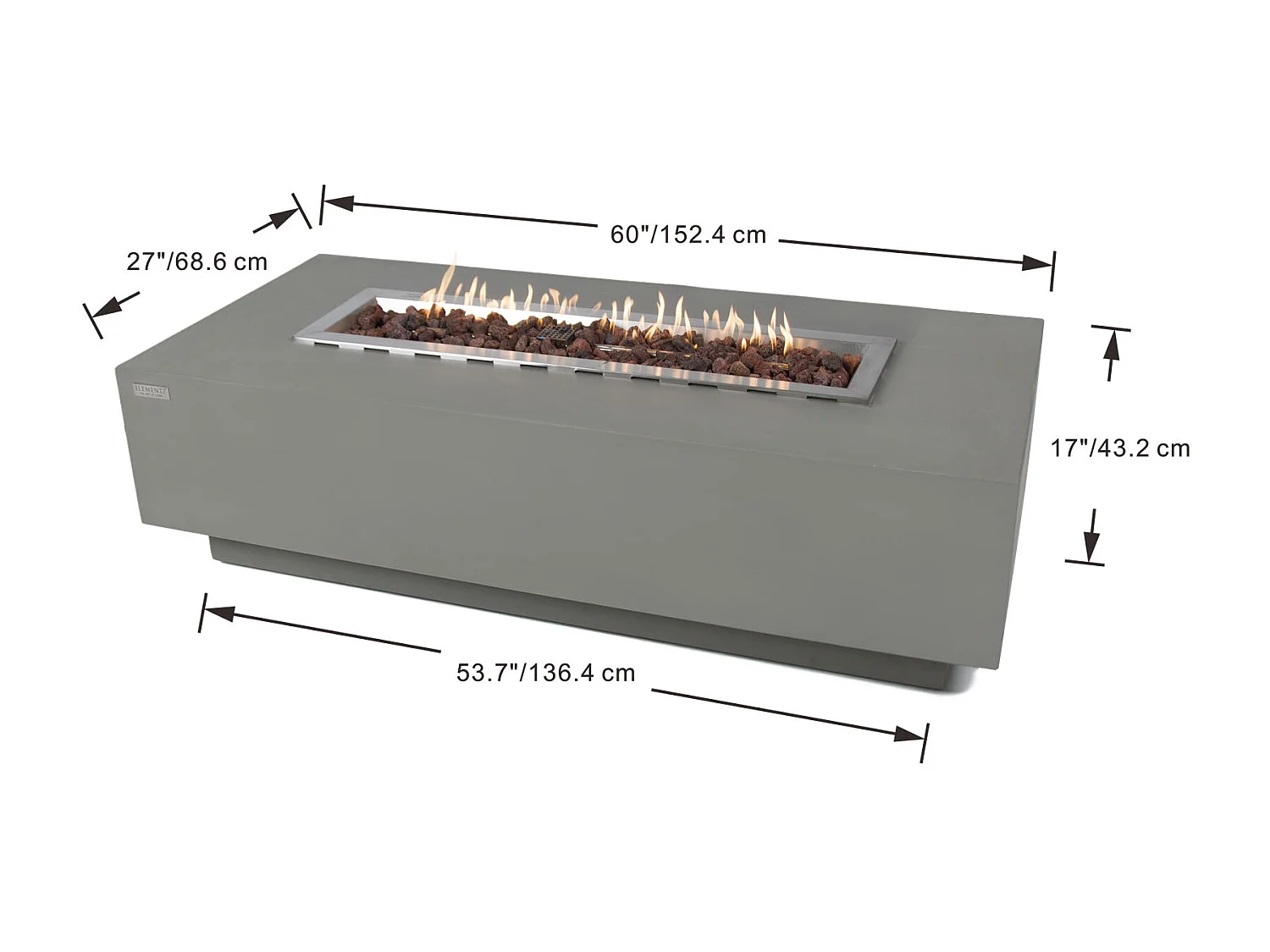 Ensemble braséro à gaz Granville 4 pcs - béton fibré, avec pare-vent et caches