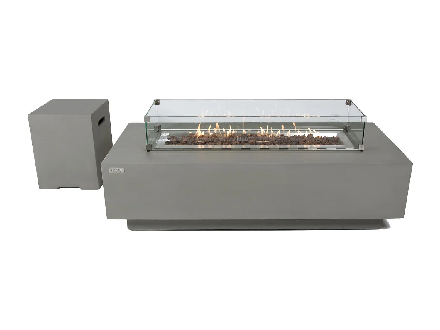 Ensemble braséro à gaz Granville 4 pcs - béton fibré, avec pare-vent et caches