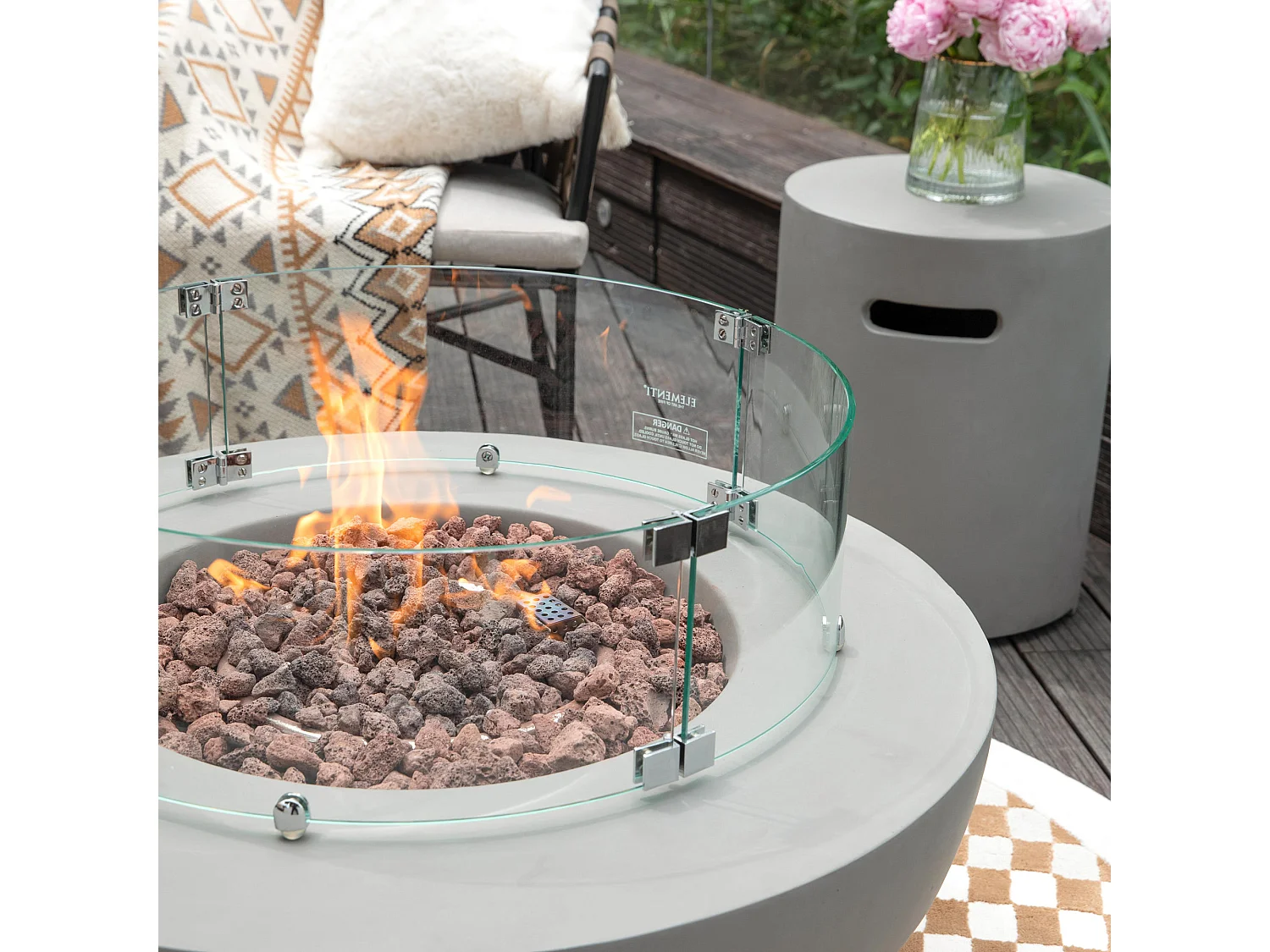 Table braséro à gaz Roca en béton fibré - 87x87x37 cm