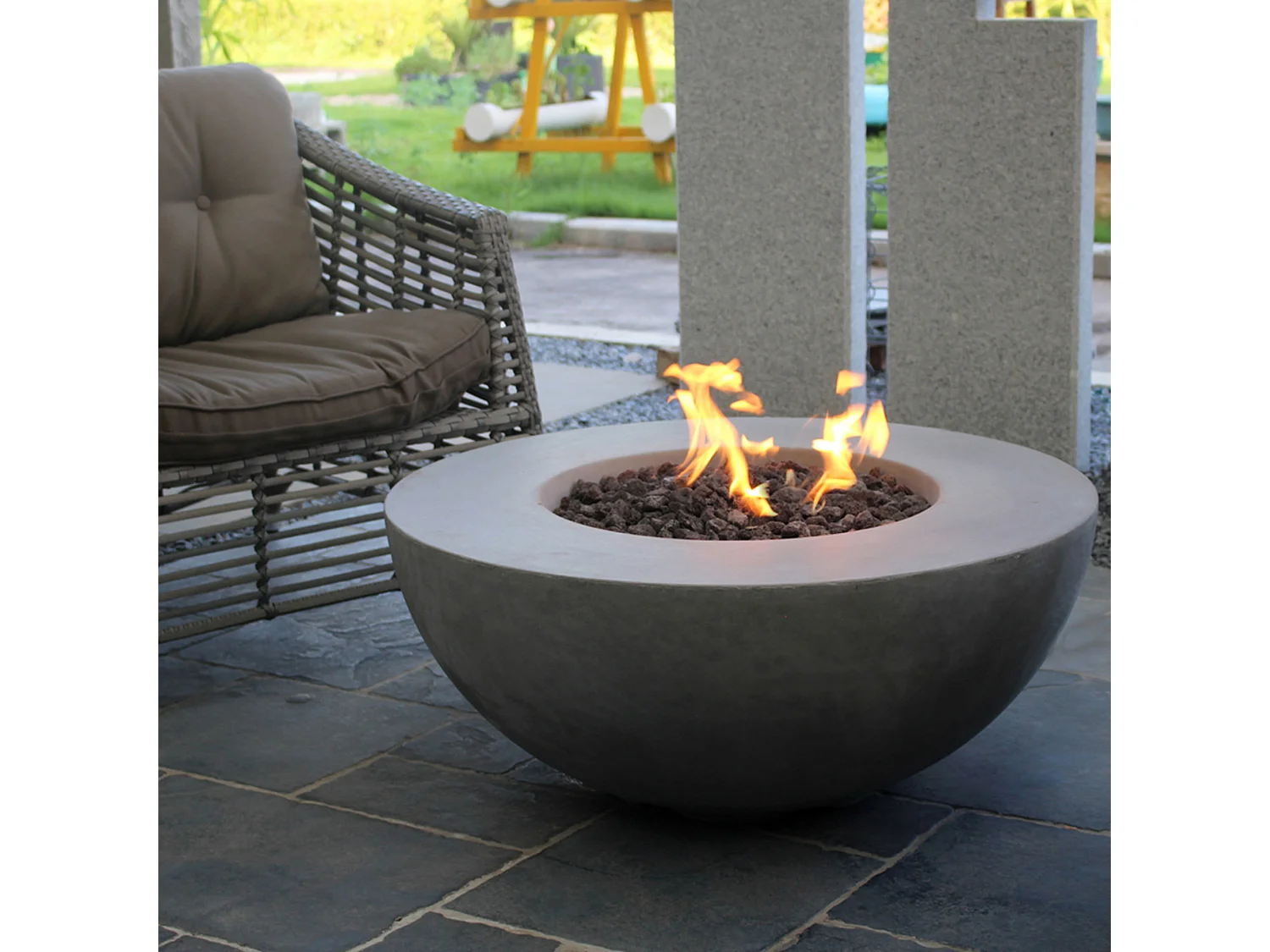 Table braséro à gaz Roca en béton fibré - 87x87x37 cm