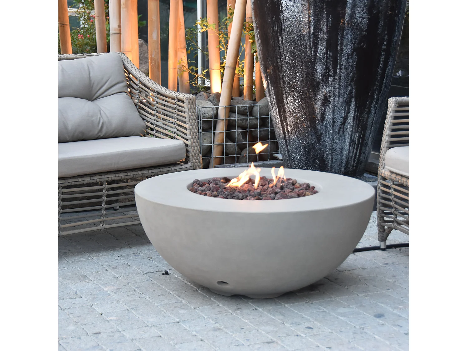 Table braséro à gaz Roca en béton fibré - 87x87x37 cm