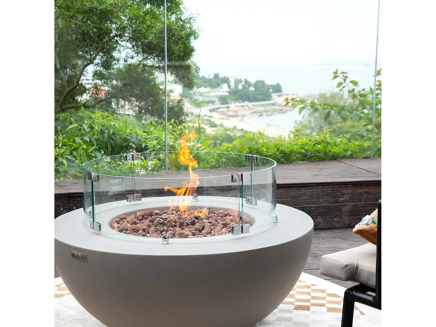 Table braséro à gaz Roca en béton fibré - 87x87x37 cm