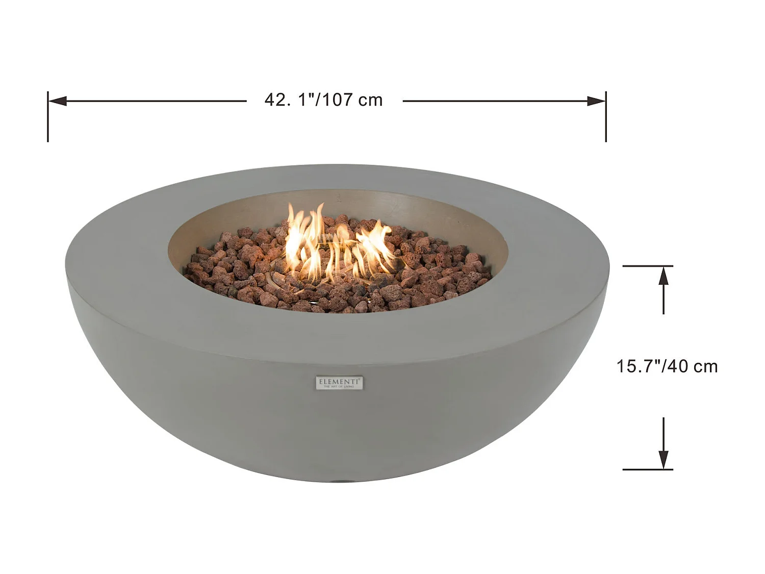 Ensemble braséro à gaz LUNAR BOWL 4 pcs - béton fibré, avec pare-vent et caches