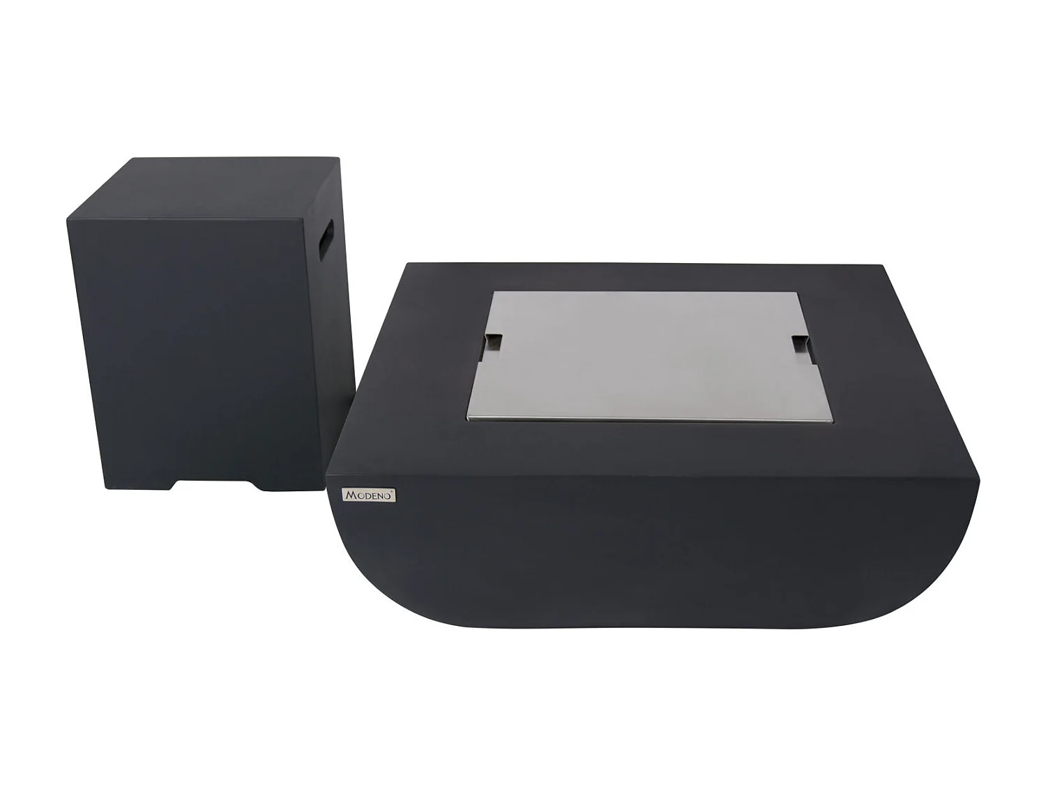 Ensemble braséro à gaz Aurora 4 pcs - béton fibré, avec pare-vent et caches