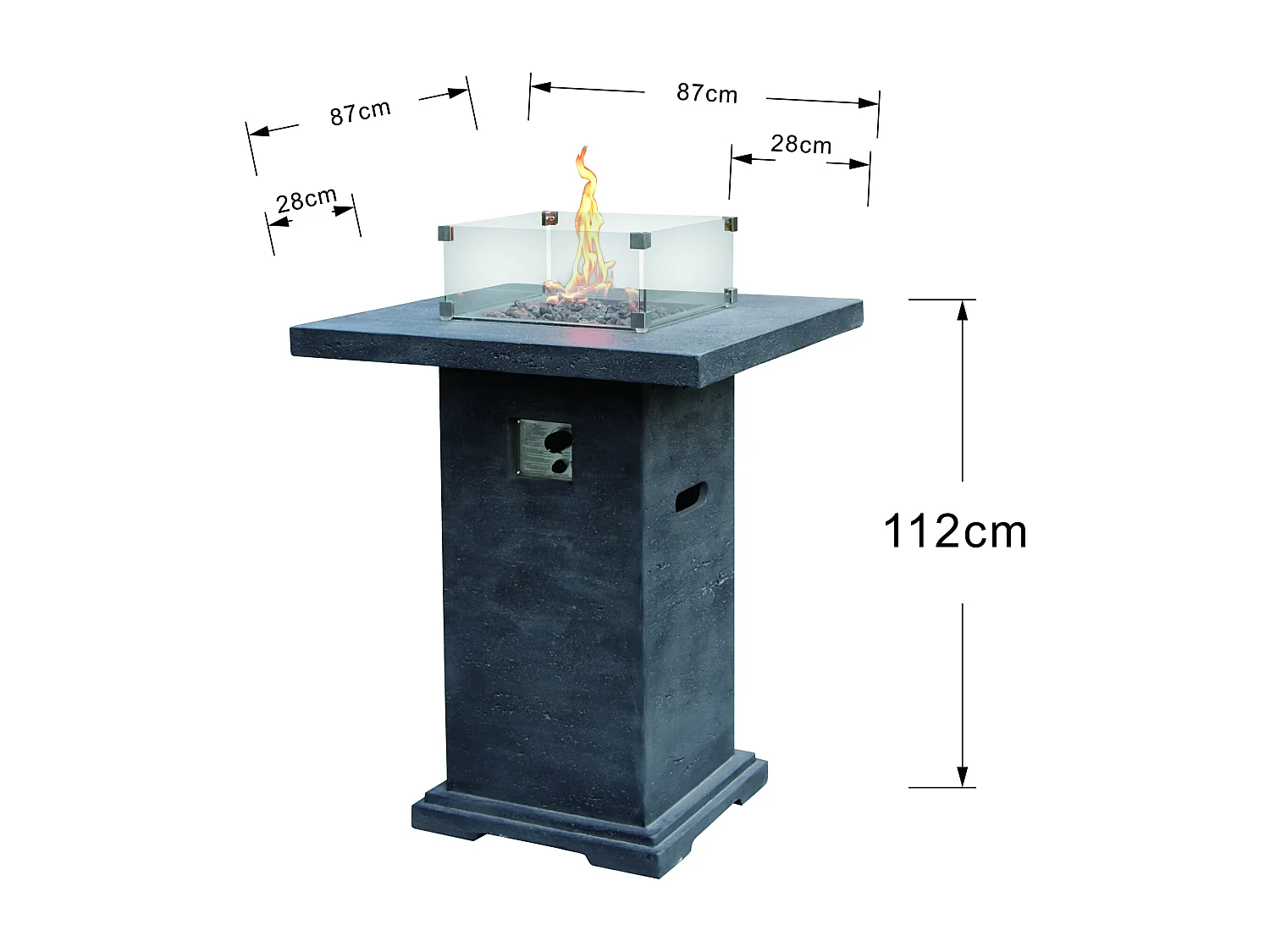 Mange-debout braséro à gaz MONTREALI en béton fibré - 56x56x106 cm