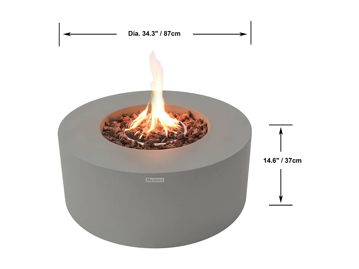 Table braséro à gaz Tramore en béton fibré - 87x87x36 cm