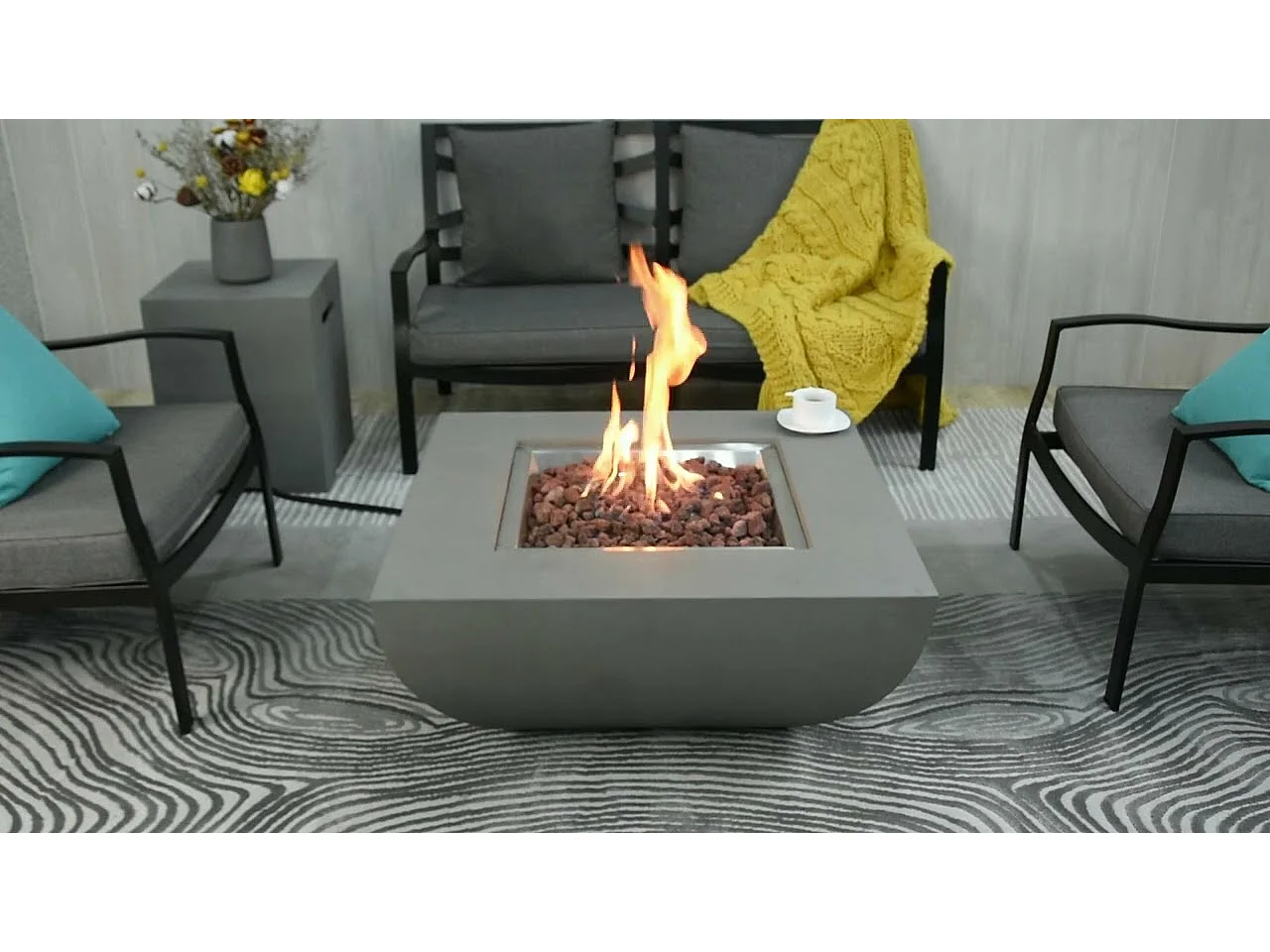 Table braséro à gaz Westport en béton fibré - 87x87x36 cm