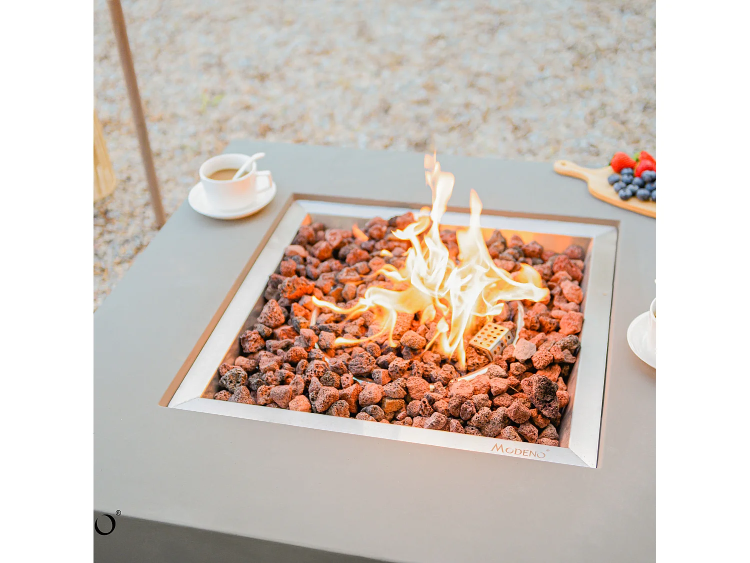 Table braséro à gaz Westport en béton fibré - 87x87x36 cm