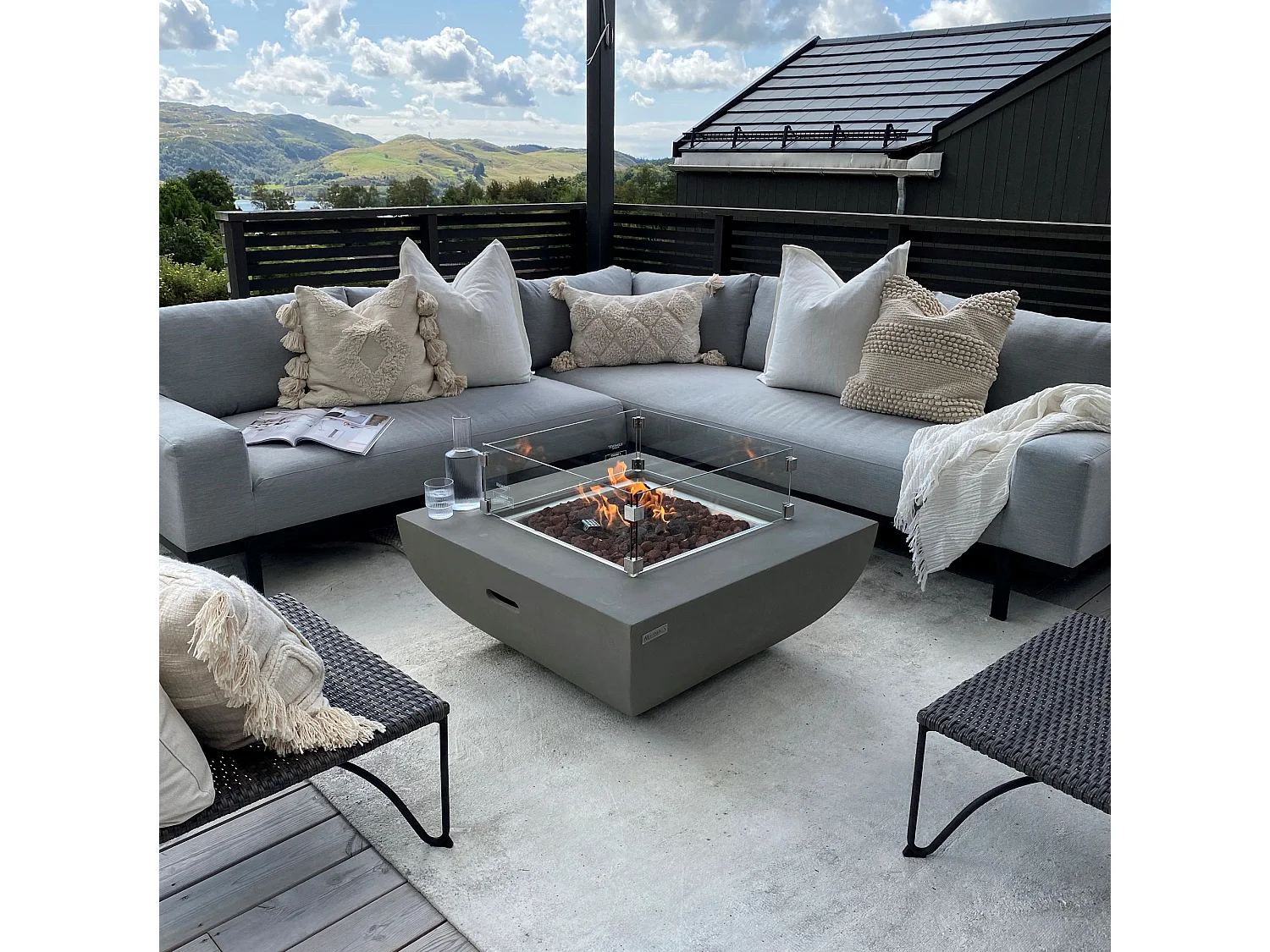 Table braséro à gaz Westport en béton fibré - 87x87x36 cm