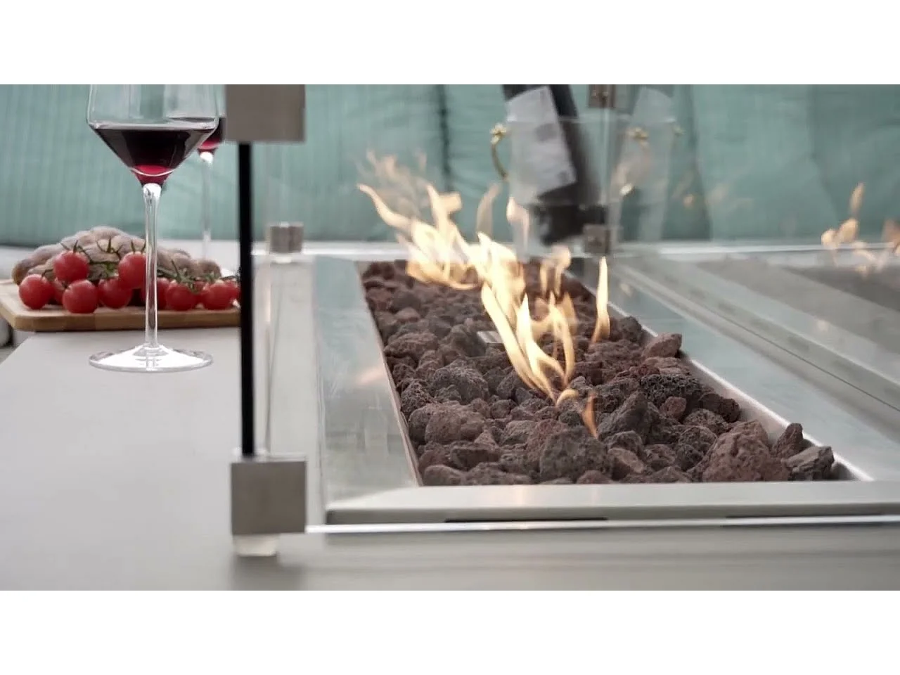 Table braséro à gaz Granville en béton fibré - 152x69x43 cm