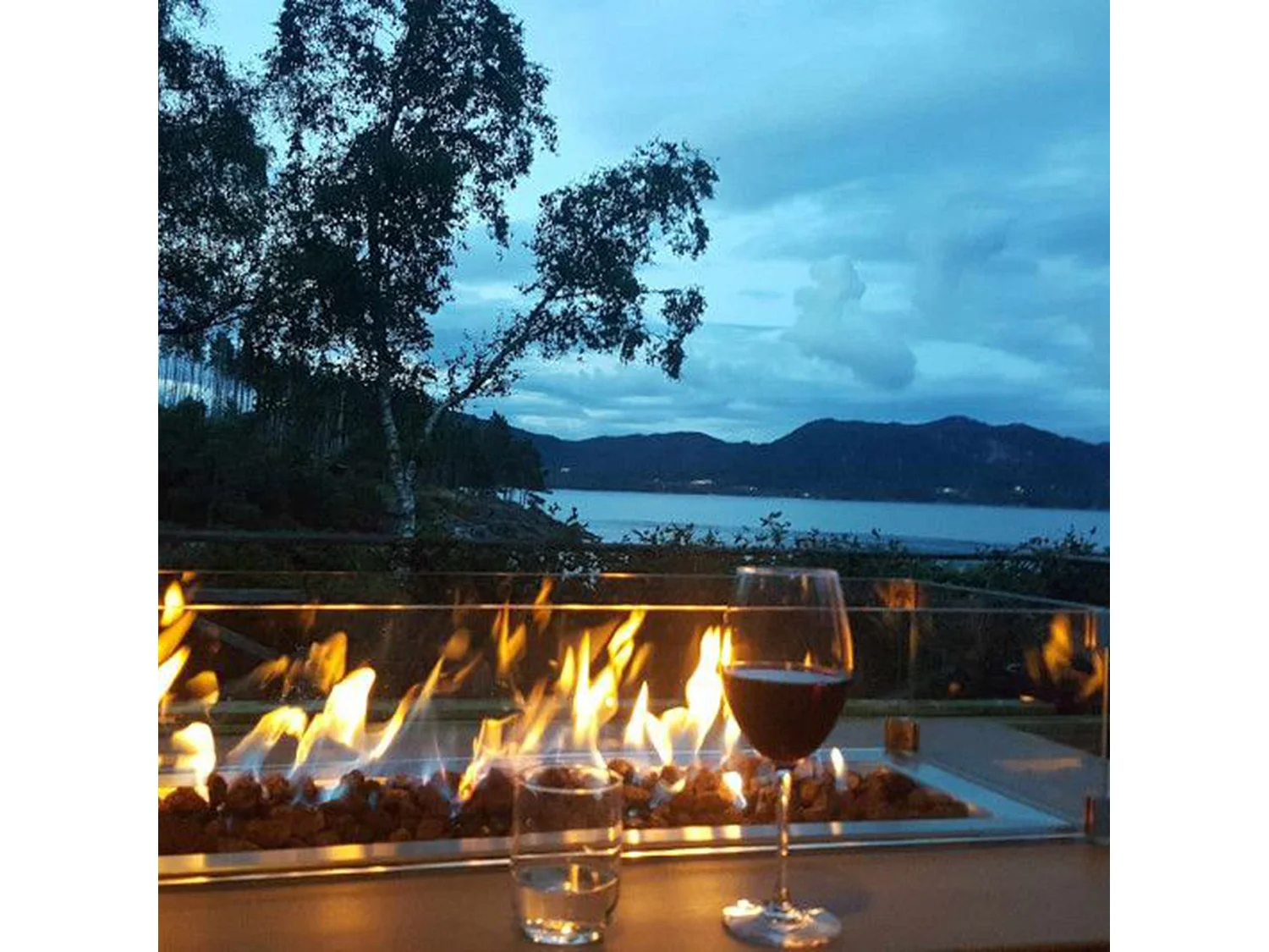 Table braséro à gaz Granville en béton fibré - 152x69x43 cm