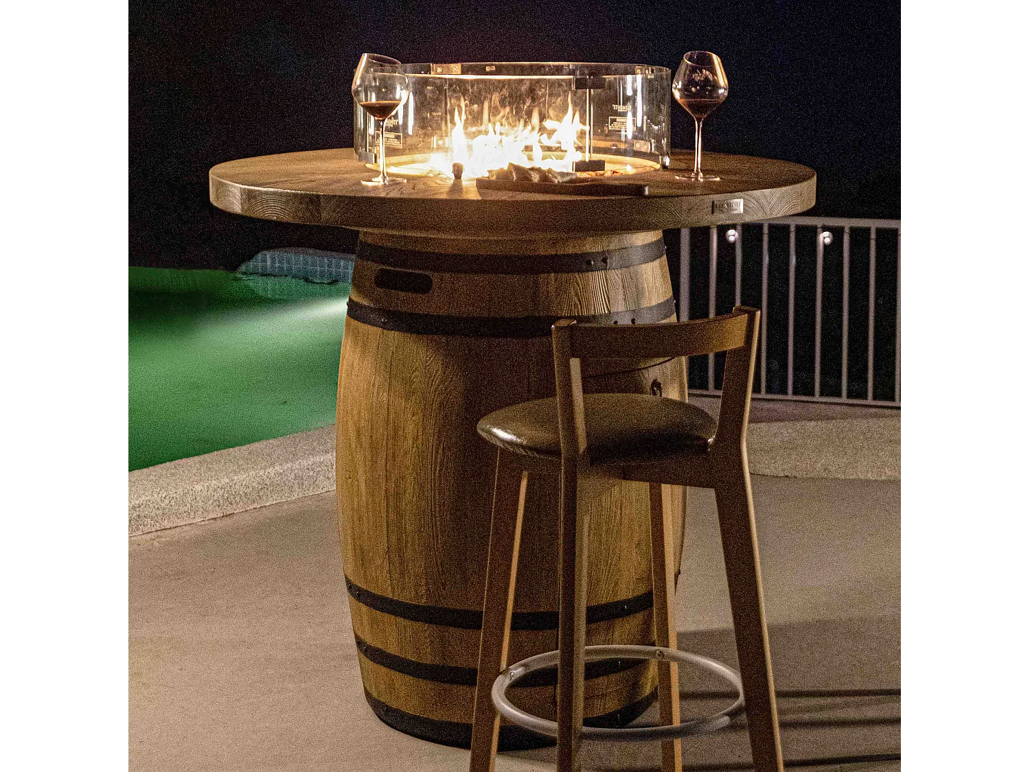 Ensemble mange-debout braséro LAFITE 2 pcs - avec pare-vent en verre