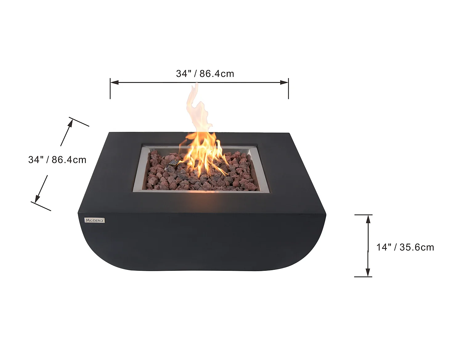 Table braséro à gaz Aurora en béton fibré - 87x87x36 cm